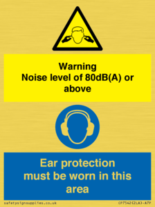 Warning Noise level of 80dB(A) or above. Ear protection must be worn in this area